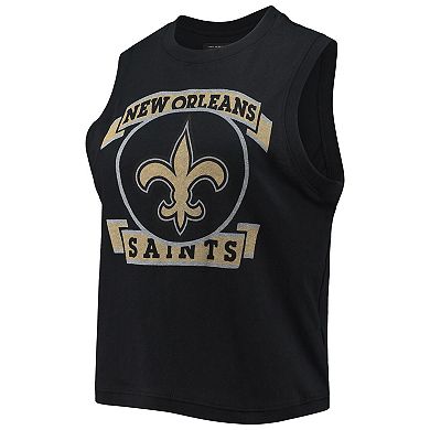 Women's Junk Food Black New Orleans Saints Rib Ranger Muscle Tank Top