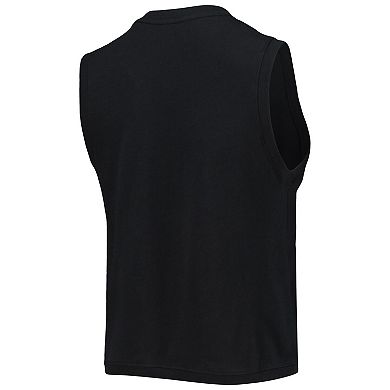 Women's Junk Food Black New Orleans Saints Rib Ranger Muscle Tank Top