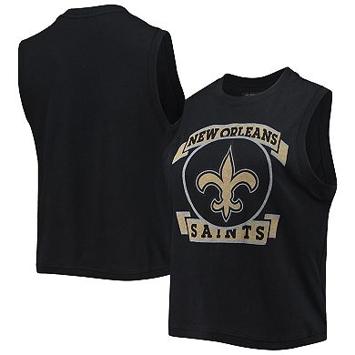 Women's Junk Food Black New Orleans Saints Rib Ranger Muscle Tank Top