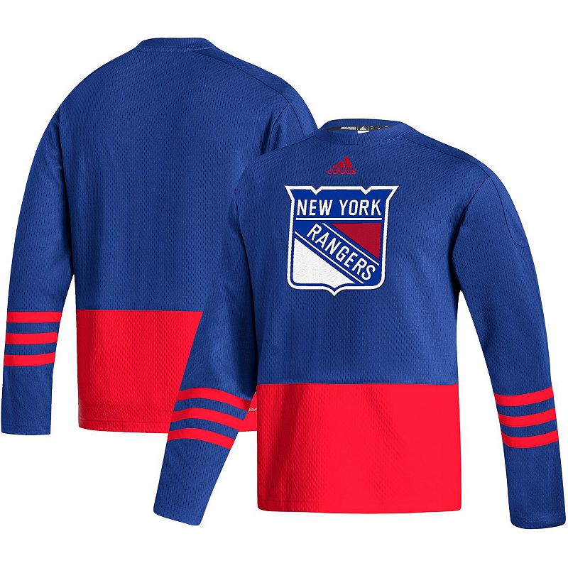 Mens adidas Royal New York Rangers Logo AEROREADY Pullover Sweater, Size: 