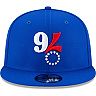 Men's New Era Royal Philadelphia 76ers Upside Down Logo 9FIFTY Snapback Hat