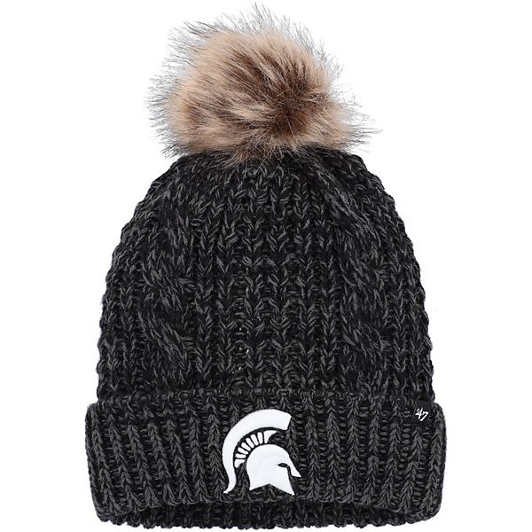 Women's '47 Black Michigan State Spartans Meeko Cuffed Knit Hat with Pom