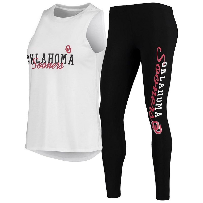 Womens Concepts Sport White/Black Oklahoma Sooners Tank Top and Leggings S
