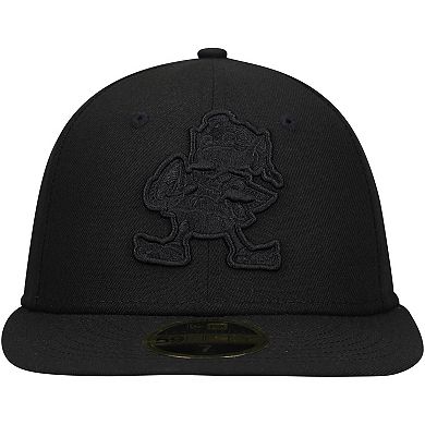 Men's New Era Black Cleveland Browns Historic Logo Black on Black Low Profile 59FIFTY II Fitted Hat