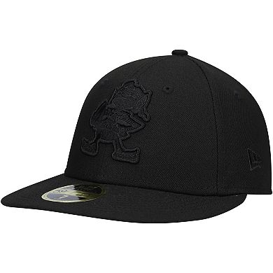 Men's New Era Black Cleveland Browns Historic Logo Black on Black Low Profile 59FIFTY II Fitted Hat