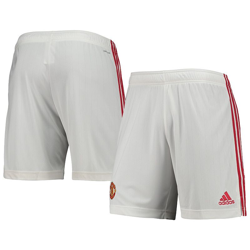 Mens adidas White Manchester United Home Replica AEROREADY Shorts, Size: X
