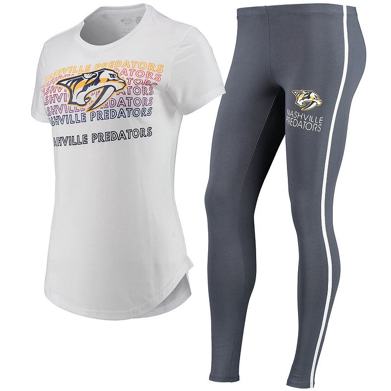 Womens Concepts Sport White/Charcoal Nashville Predators Sonata T-Shirt & 
