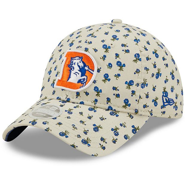 Women's New Era Cream Denver Broncos Historic Logo Floral 9TWENTY  Adjustable Hat