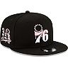 Men's New Era Black Philadelphia 76ers 3x Champions Team Drip 9FIFTY Snapback Hat