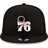 Men's New Era Black Philadelphia 76ers 3x Champions Team Drip 9FIFTY Snapback Hat