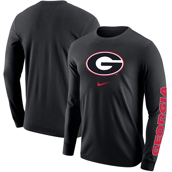 Men's Nike Black Georgia Bulldogs Team Lockup 2-Hit Long Sleeve T-Shirt