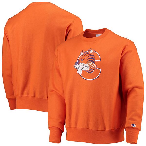 Men's Champion Orange Clemson Tigers Vault Logo Reverse Weave Pullover ...