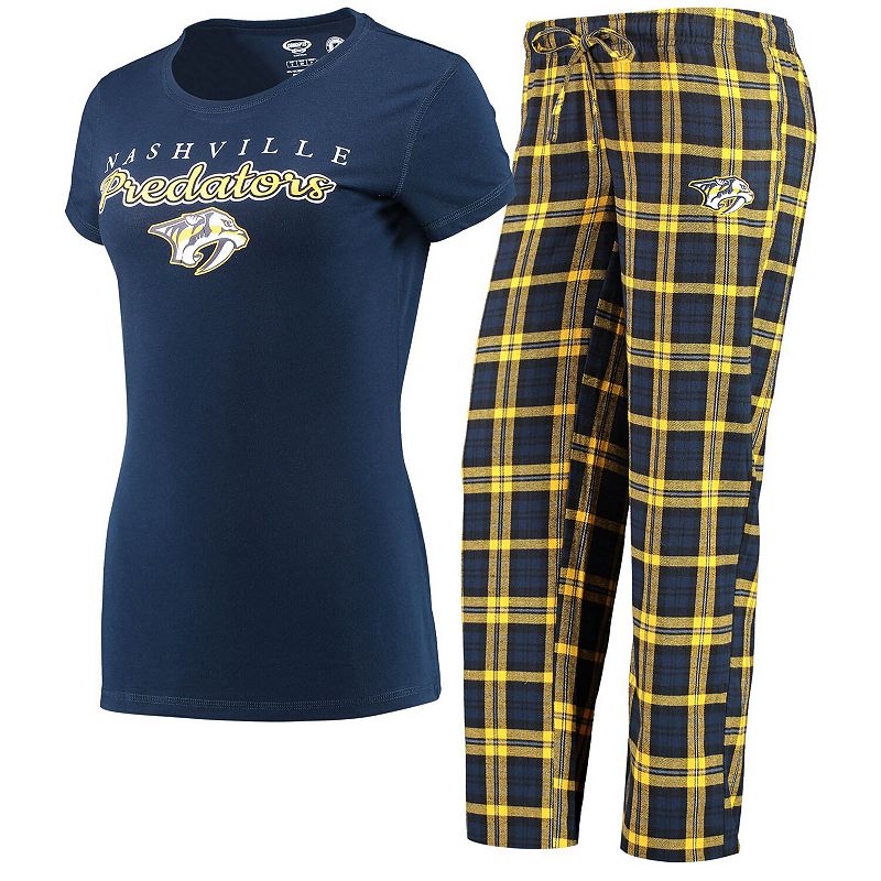 Womens Concepts Sport Navy/Gold Nashville Predators Lodge T-Shirt & Pants 