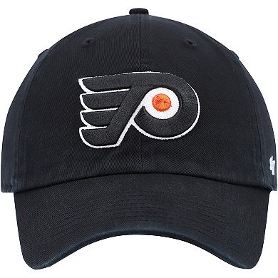Men's '47 Black Philadelphia Flyers Team Logo Clean Up Adjustable Hat