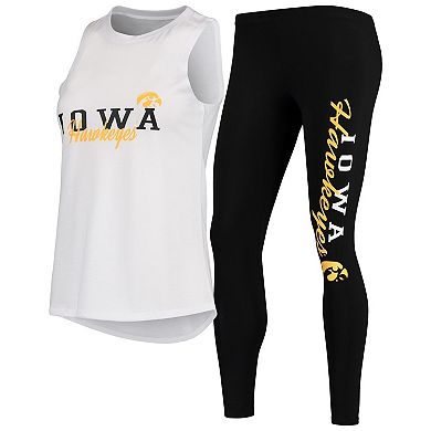 Women's Concepts Sport White/Black Iowa Hawkeyes Tank Top and Leggings Sleep Set