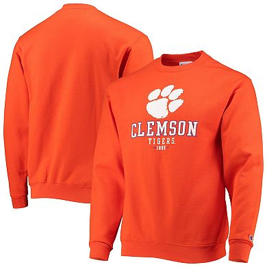 Men's Champion Orange Clemson Tigers Team Stack Powerblend Pullover Sweatshirt