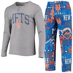 Women's Concepts Sport White/Royal New York Mets Long Sleeve V-Neck T-Shirt & Gauge Pants Sleep Set Size: Extra Large