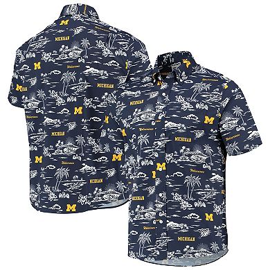 Men's Reyn Spooner Navy Michigan Wolverines Classic Button-Down Shirt