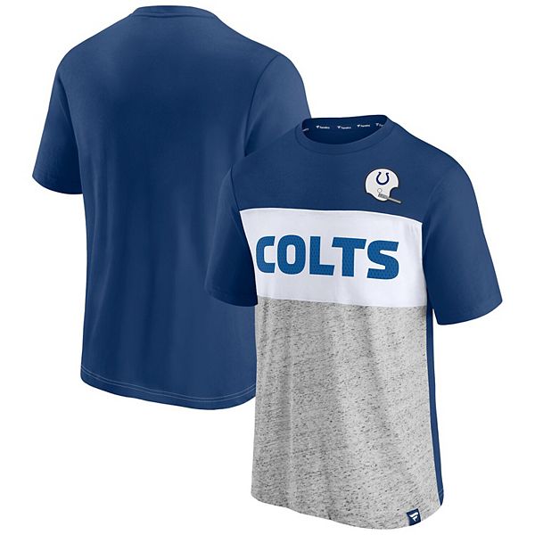 Men's Fanatics Branded Royal/Heathered Gray Indianapolis Colts Throwback  Colorblock T-Shirt