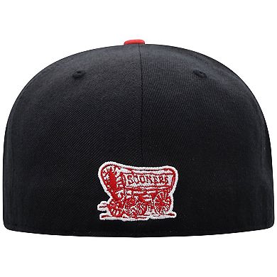 Men's Top of the World Black/Crimson Oklahoma Sooners Team Color Two-Tone Fitted Hat