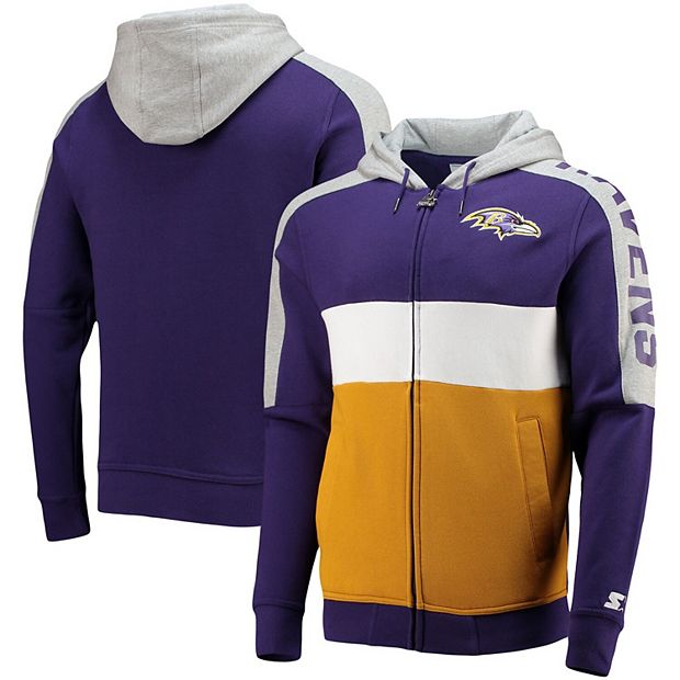 Men's Starter Purple/Gold Baltimore Ravens Playoffs Color Block Full-Zip Hoodie Size: Small