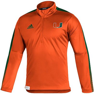 Men's adidas Orange Miami Hurricanes 2021 Sideline Primeblue Quarter-Zip Jacket