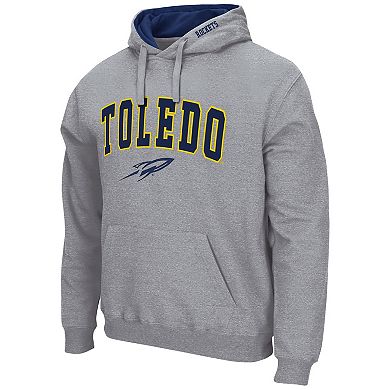 Men's Colosseum Heathered Gray Toledo Rockets Arch and Logo Pullover Hoodie