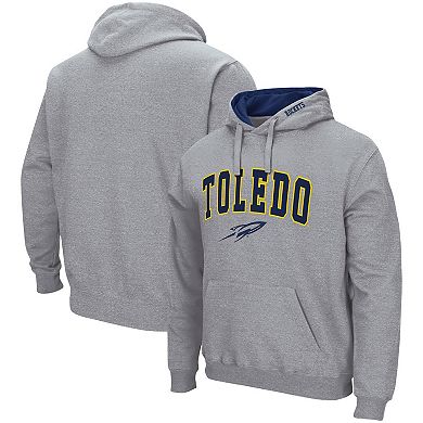Men's Colosseum Heathered Gray Toledo Rockets Arch and Logo Pullover Hoodie