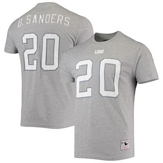 Men's Mitchell & Ness Barry Sanders Heathered Gray Detroit Lions Retired Player Name & Number T-Shirt