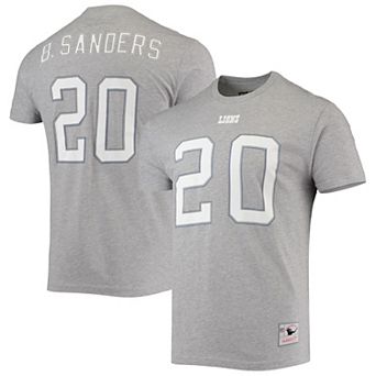 Men's Mitchell & Ness Barry Sanders Heathered Gray Detroit Lions Retired Player Name & Number T-Shirt