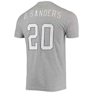 Men's Mitchell & Ness Barry Sanders Heathered Gray Detroit Lions Retired Player Name & Number T-Shirt