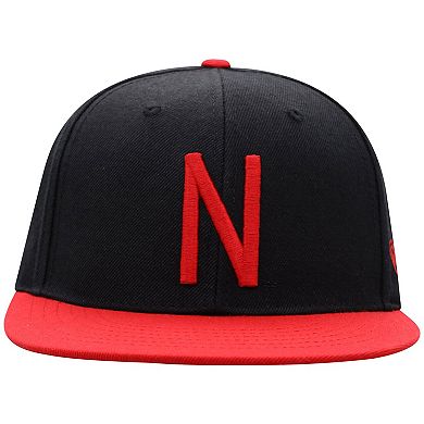 Men's Top of the World Black/Scarlet Nebraska Huskers Team Color Two-Tone Fitted Hat