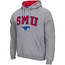 Men's Colosseum Heathered Gray SMU Mustangs Arch and Logo Pullover Hoodie