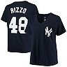 Women's Anthony Rizzo Navy New York Yankees Plus Size Name & Number V-Neck T-Shirt