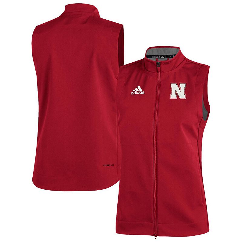 Mens adidas Scarlet Nebraska Huskers Game Mode Full-Zip Vest, Size: Small,