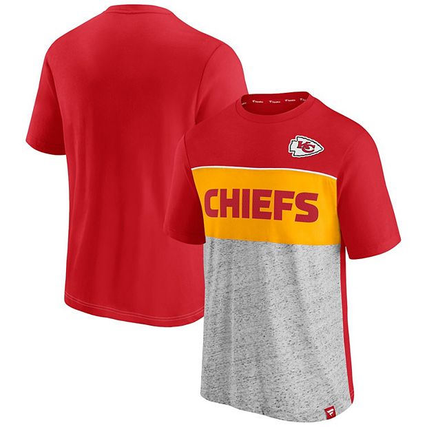 Men's Fanatics Branded Red/Heathered Gray Kansas City Chiefs Colorblock T- Shirt