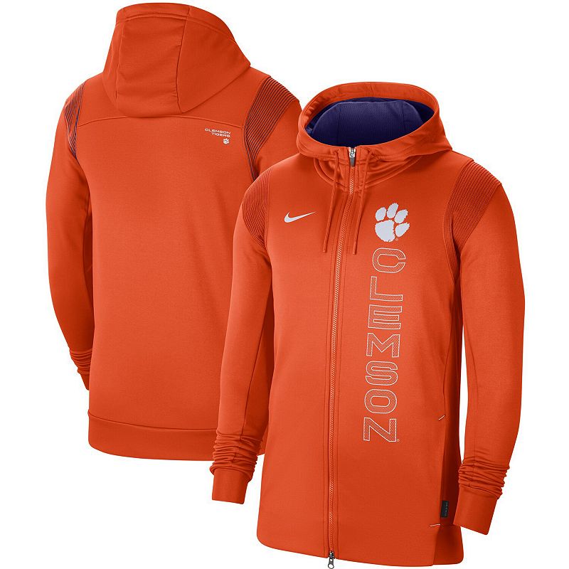 Men's Nike Orange Clemson Tigers 2021 Sideline Performance Full-Zip Hoodie, Size: Large