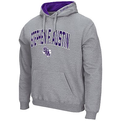 Men's Colosseum Heathered Gray Stephen F Austin Lumberjacks Arch and Logo Pullover Hoodie