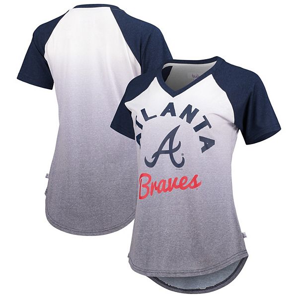 Touch Women's Navy, White New York Yankees Shortstop Ombre Raglan V-Neck T-Shirt - Navy, White