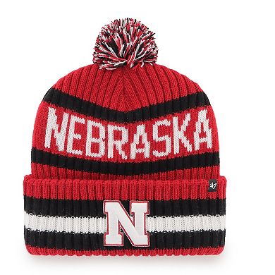 Men's '47 Scarlet Nebraska Huskers Bering Cuffed Knit Hat with Pom