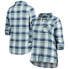 Women's Concepts Sport Navy Denver Broncos Mainstay Plaid Full-Button Long  Sleeve Nightshirt