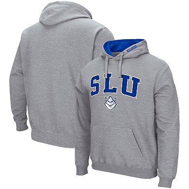 Men's Colosseum Heathered Gray Saint Louis Billikens Arch and Logo Pullover Hoodie