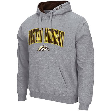 Men's Colosseum Heathered Gray Western Michigan Broncos Arch and Logo Pullover Hoodie