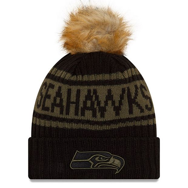 New Era NFL Seattle Seahawks Beanie Pom Cuffed On Field Knit Hat –