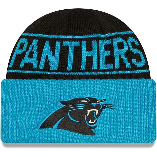 Men s New Era Black Blue Carolina Panthers Reversible Cuffed Knit Hat