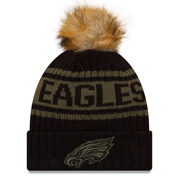 New Era Men's Black Philadelphia Eagles 2021 Salute to Service Historic Logo Cuffed Knit Hat