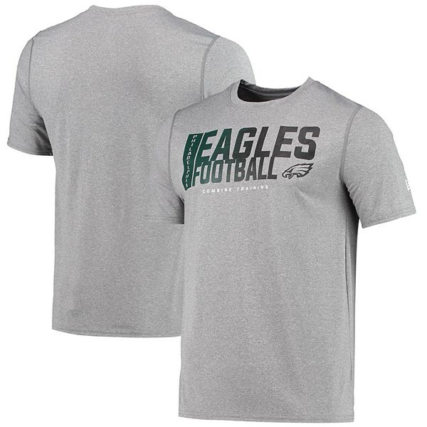 Mens New Era Heathered Gray Philadelphia Eagles Combine Authentic Game On T Shirt 