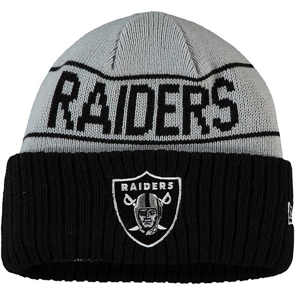 Men's New Era Silver/Black Las Vegas Raiders Reversible Cuffed Knit Hat