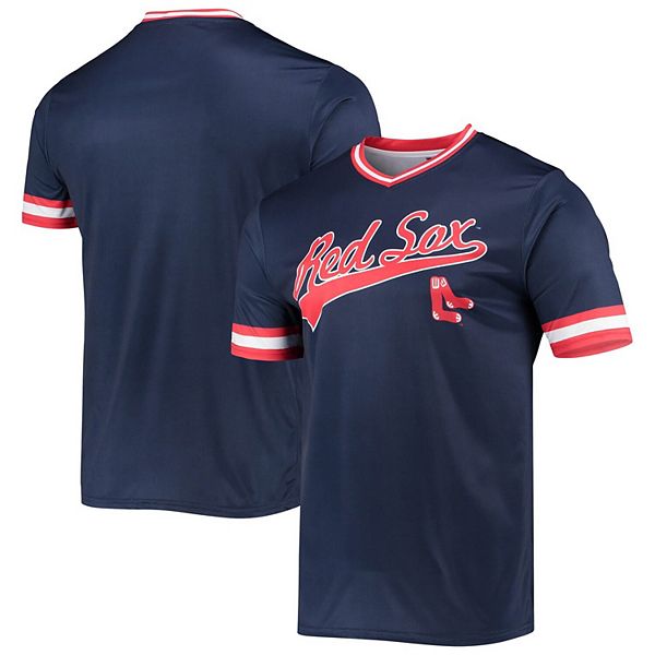 Men's Stitches Navy/Red Boston Red Sox Cooperstown Collection V-Neck Team  Color Jersey