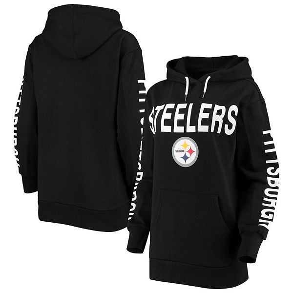 Women's G-III 4Her by Carl Banks Black Pittsburgh Steelers Extra Point  Pullover Hoodie